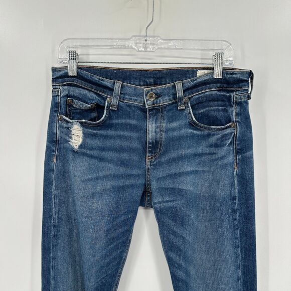 RAG & BONE *Flawed* Women's Dre Mid Rise Distressed Destroyed Slim Jeans Size 27 - Picture 3 of 9